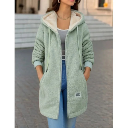 Women's Hooded Top  Winter Coat Thickened Fleece-lined Sweatshirt Carِdigan Winter Trendy New Style Lamb Wool Jacket Ladies