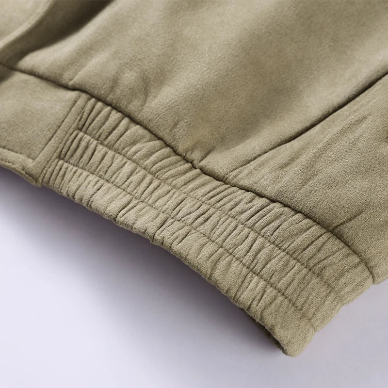 Fashion Suede Solid Coats Women Stand Neck Full Sleeve Zipper Pocket Jackets 2025 Autumn Winter New Female Moto Style Outerwear