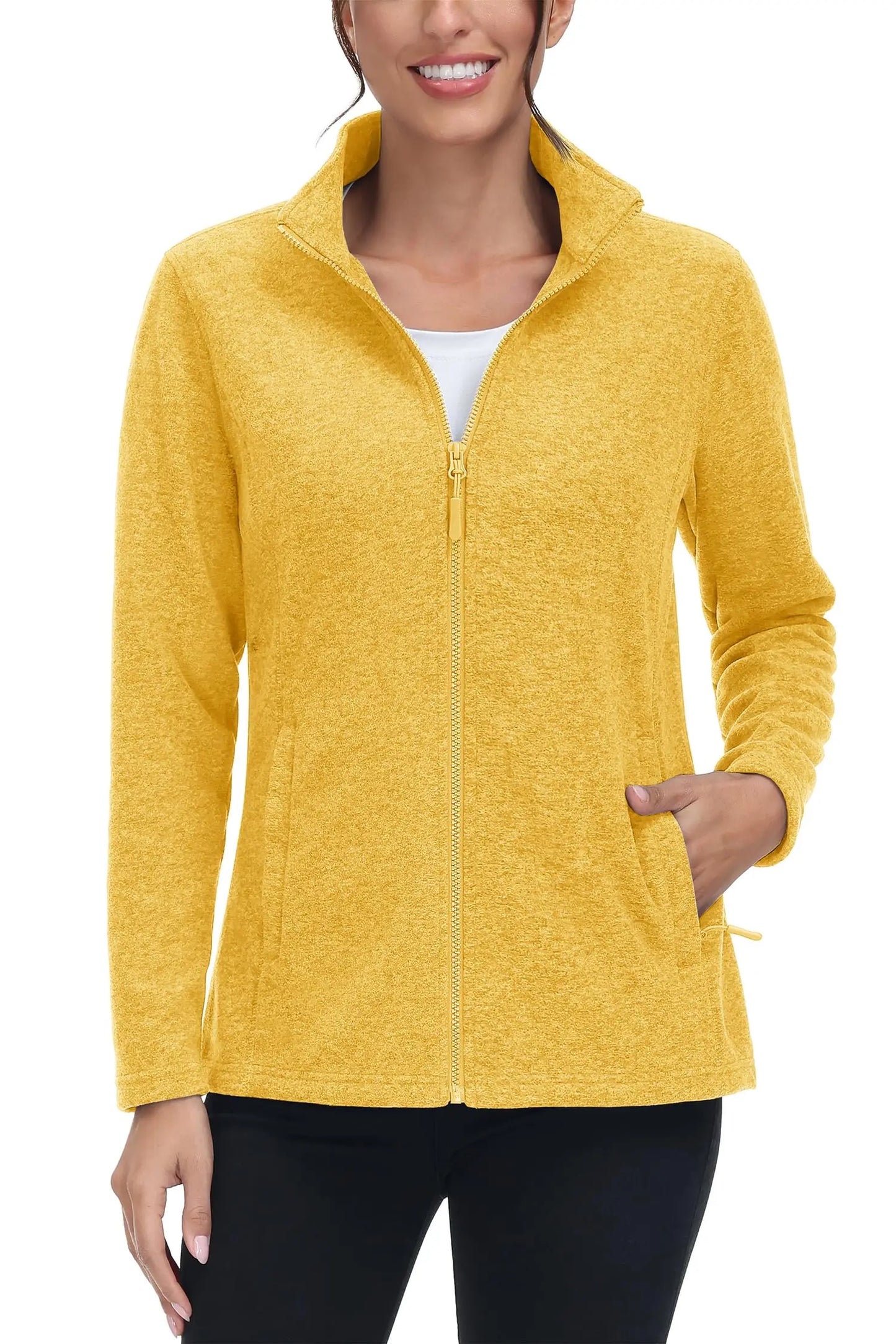 TACVASEN Spring/Autumn Lightweight Full Zip Fleece Jackets Womens Turtleneck Sweater Sports Warm Sweatshirts Thermal Casual Tops