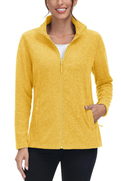 TACVASEN Spring/Autumn Lightweight Full Zip Fleece Jackets Womens Turtleneck Sweater Sports Warm Sweatshirts Thermal Casual Tops