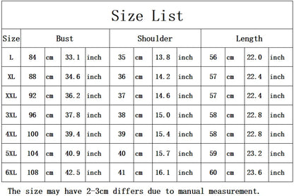 Size chart for clothing with measurements in centimeters and inches.