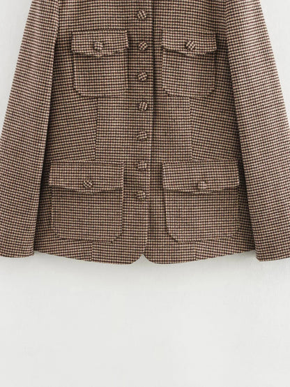 Brown checkered coat on a white background