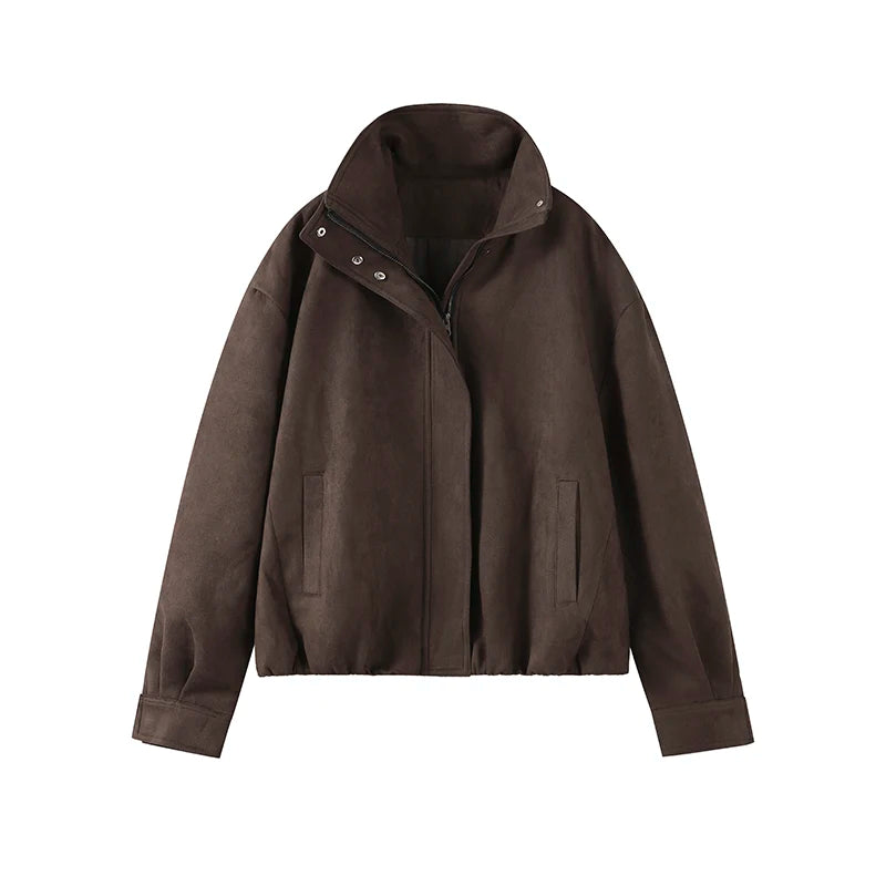 Brown jacket with a hood on a white background