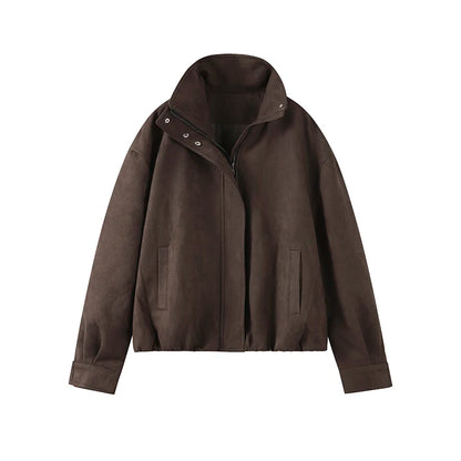 Brown jacket with a hood on a white background