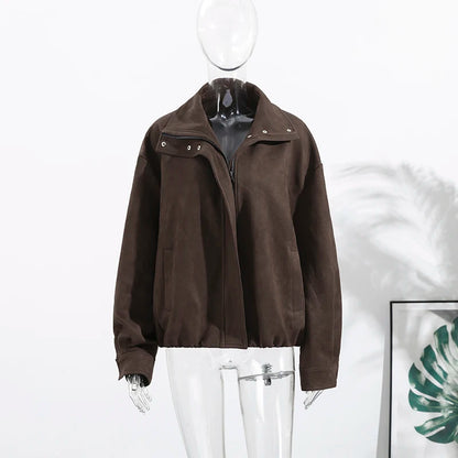 Brown jacket on a mannequin against a white background