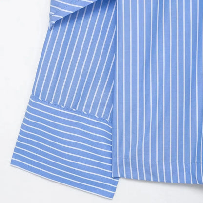 Blue and white striped fabric on a white background