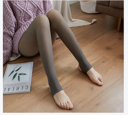 Evlira Gray Thermal Tights cozy setup - styled with pink blanket and books for comfortable winter relaxation