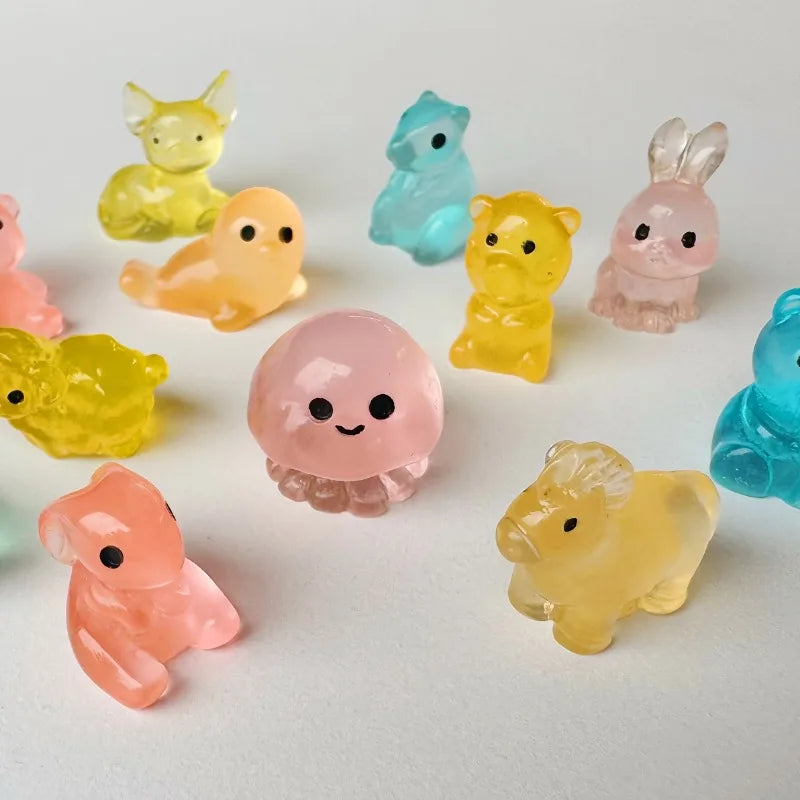 Evlira Luminous Animal Figurines - large group of colorful glow in the dark animal toys collection