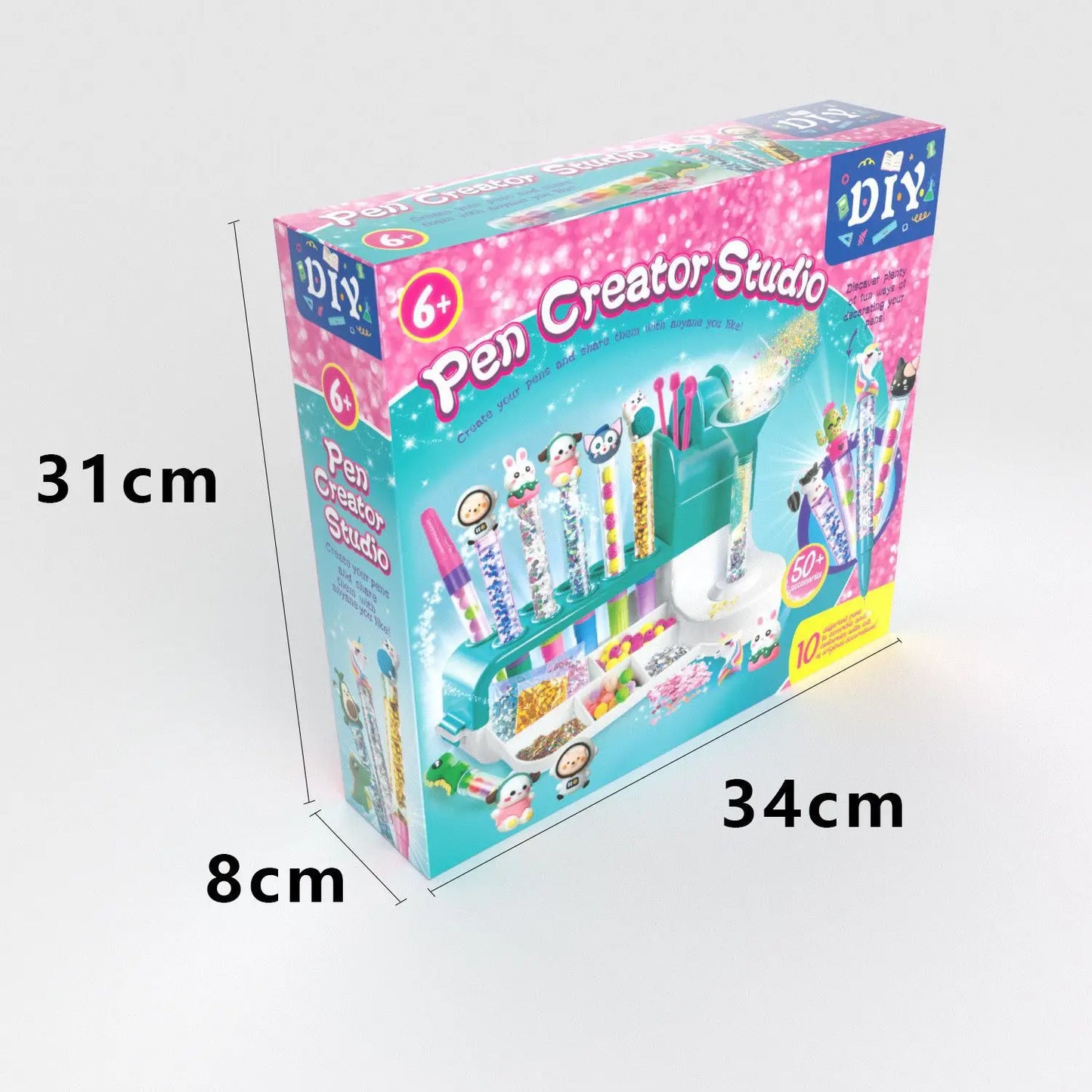Evlira Magic Sand Pen Kit packaging with size dimensions - educational STEM toy box measurements