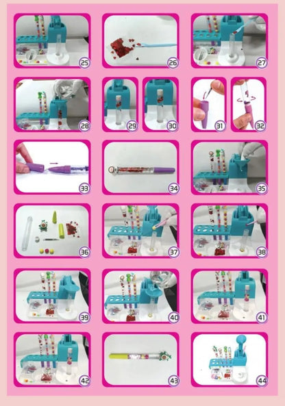 Evlira Magic Sand Pen Kit step by step process grid - complete visual guide for DIY sand art creation