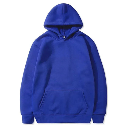 Evlira Unisex Blue Hooded Sweatshirt - Solid Color Pullover with Front Pocket