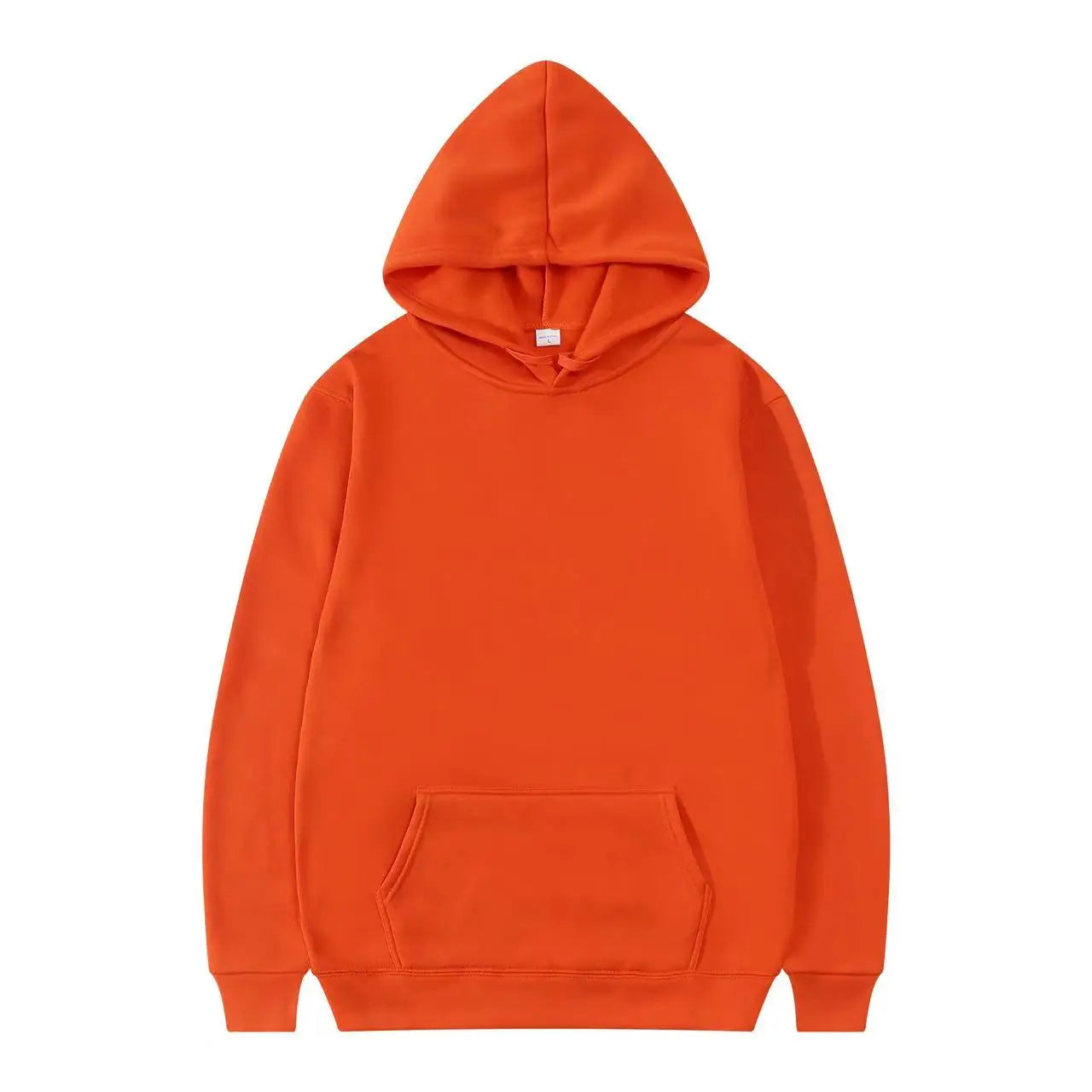 Evlira Unisex Orange Hooded Sweatshirt - Solid Color Pullover with Front Pocket