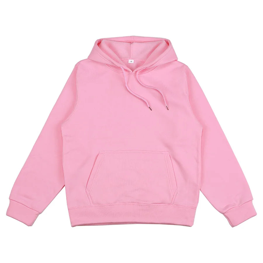 Evlira Unisex Pink Hooded Sweatshirt - Solid Color Pullover with Front Pocket