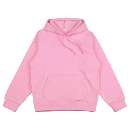 Evlira Unisex Pink Hooded Sweatshirt - Solid Color Pullover with Front Pocket