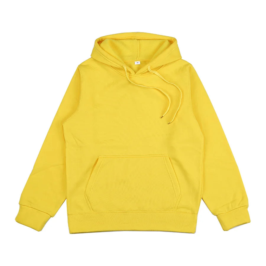 Evlira Unisex Yellow Hooded Sweatshirt - Solid Color Pullover with Front Pocket