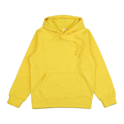 Evlira Unisex Yellow Hooded Sweatshirt - Solid Color Pullover with Front Pocket