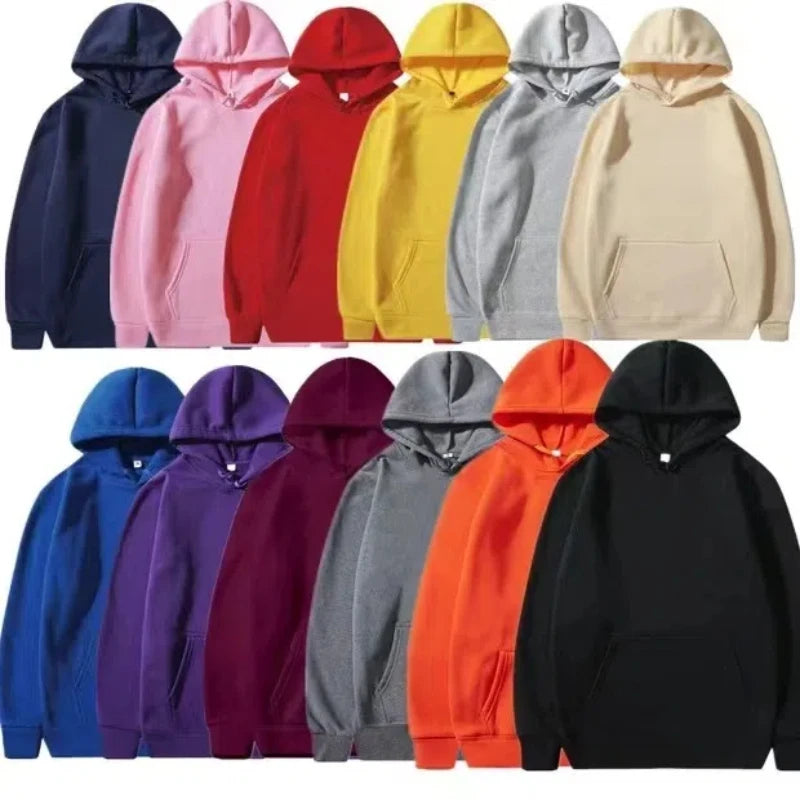 Evlira Unisex Hooded Sweatshirts Collection - Multi-color Solid Pullovers with Front Pockets