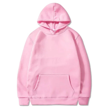Evlira Unisex Pink Hooded Sweatshirt - Solid Color Pullover with Front Pocket