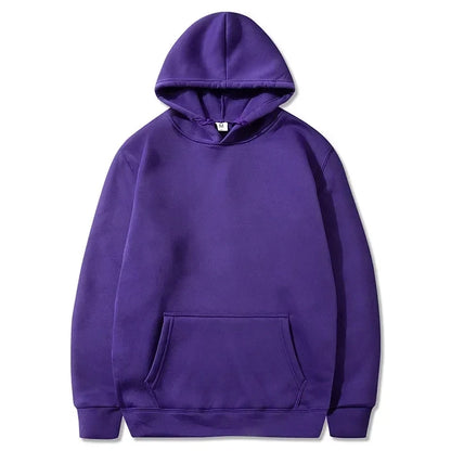 Evlira Unisex Purple Hooded Sweatshirt - Solid Color Pullover with Front Pocket
