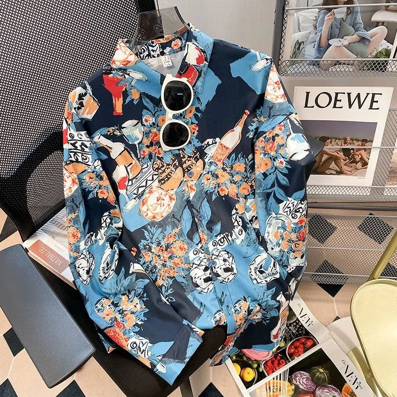 Colorful patterned shirt on a chair with 'LOEWE' branding in the background