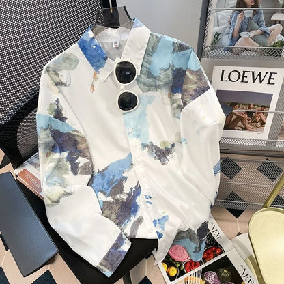 Colorful shirt on a mannequin with sunglasses, placed on a magazine with 'LOEWE' branding.