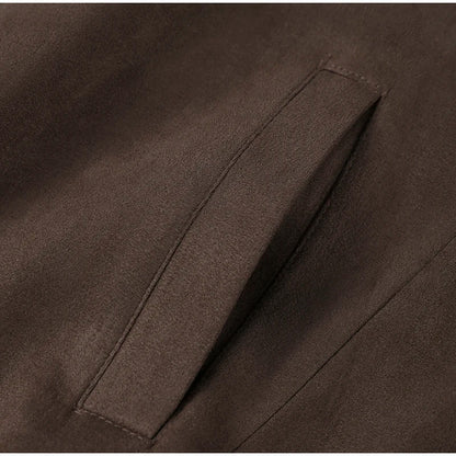 Close-up of a brown fabric with a pocket detail